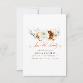 Terracotta and White Chic Floral Save the Date (Devant)