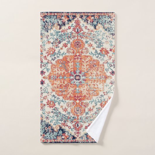 Terracotta Antiek Wit Oosters Perzisch Tapijt Bad Handdoek (Handdoek)