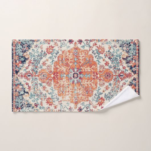 Terracotta Antiek Wit Oosters Perzisch Tapijt Bad Handdoek (Handdoek)
