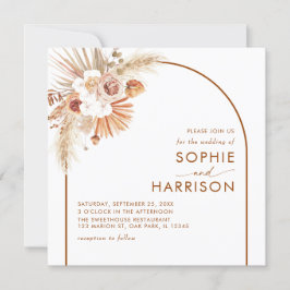 Terracotta Arch Boho Pampas Grass Square Weddensch Kaart