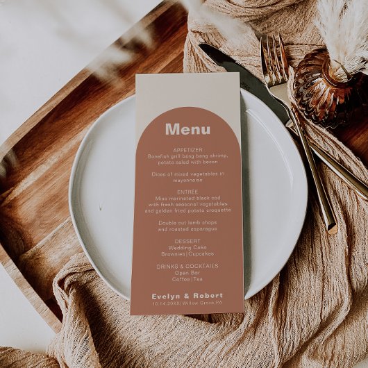 Terracotta Arch Minimalist Formal Wedding Menu