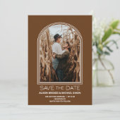 Terracotta Arch Photo Wedding Save the Date (Staand voorkant)