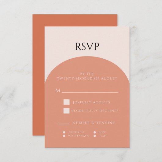 TERRACOTTA ARCH WEDDING RSVP-KAART RSVP KAARTJE (Voorkant / Achterkant)