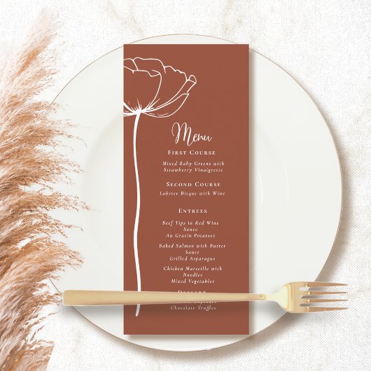 Terracotta Arrière - plan Blanc Floral Simple Menu