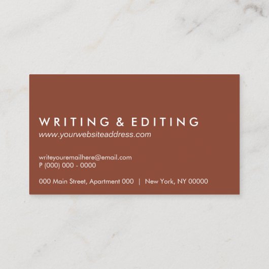Terracotta Author Blogger Freelancer Typwriter Visitekaartje (Achterkant)