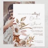 Terracotta Autumn Boho Photo Faire-part de mariage (Devant / Derrière)