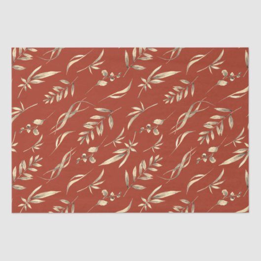 Terracotta Autumn Greenery Tissue Paper Tissuepapier (Voorkant)