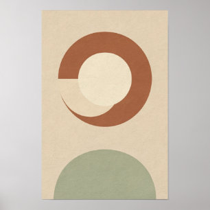 Terracotta baan en saliegroen cirkel Abstracte Pos Poster
