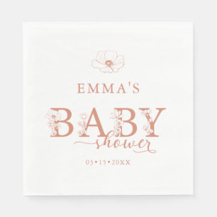 Terracotta Baby Shower Elegante Wilde Bloem Bloe Servet