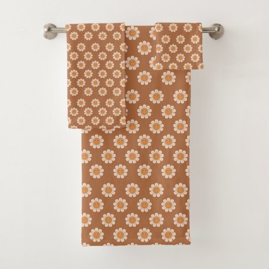 Terracotta Bath Towel Groovy 70s Design Bad Handdoek (Insitu)