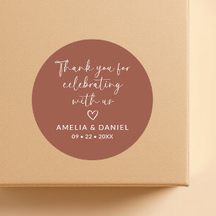 Terracotta Bedankt voor het vieren met ons Favor Ronde Sticker