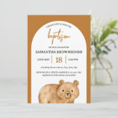 Terracotta Beer Baby Baptisme Kaart (Staand voorkant)