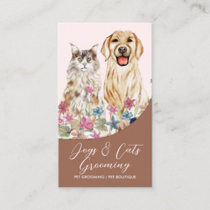 Terracotta Beige Aquarel Honden Katten Huisdierver Visitekaartje