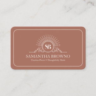 Terracotta Beige Elegante Sieraden Ontwerper Visitekaartje