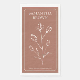 Terracotta Beige Omlijmd Merk Logo Bloem Servet