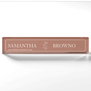 Terracotta Beige Script Meisjesachtige Evenementen Naambordje