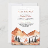 Terracotta Bergbos QR Code Baby Shower Kaart (Voorkant)