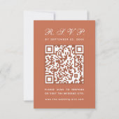 Terracotta Big QR Code Eenvoudige Kalligrafie Trou RSVP Kaartje (Voorkant)