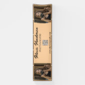 Terracotta & Black Script QR Code Minimalist Booth Spandoek (Verticaal)