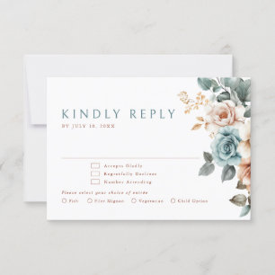 Terracotta Blauwgroen Neutrale Waterverf bloemenbr RSVP Kaartje