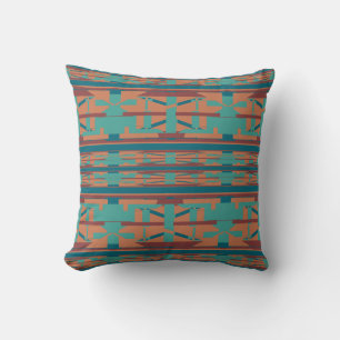 Terracotta Blauwgroen turquoise zuidwestelijke loo Kussen