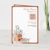 Terracotta Bloem Boho Pampas QR Code Bruiloft (Achterkant)