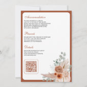 Terracotta Bloem Boho Pampas QR Code Bruiloft Kaart (Achterkant)