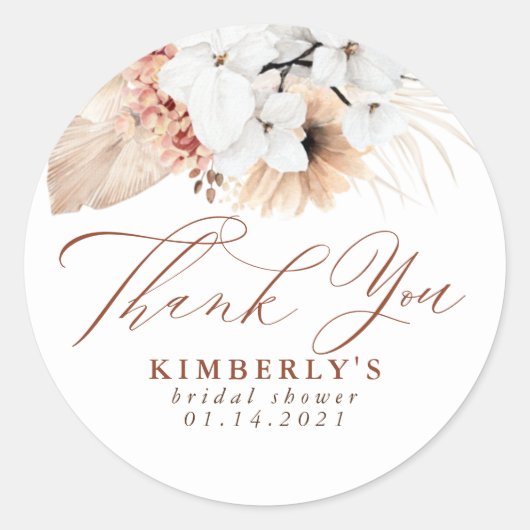 Terracotta Bloem Exotische Boho Dank Je Ronde Sticker (Voorkant)