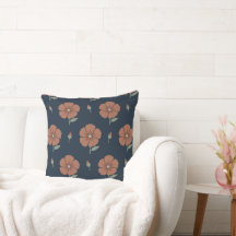 Terracotta bloem minimalist throw in gedekte blauw