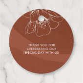 Terracotta Bloem Minimalistische Moderne Dank Je Bedankjes Labels (Achterkant)