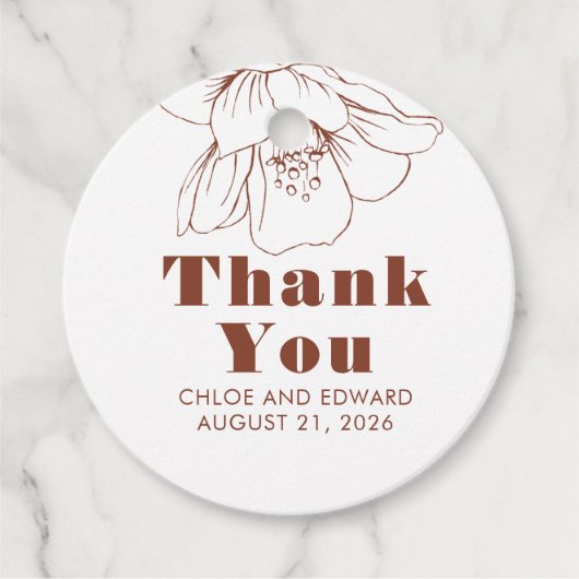 Terracotta Bloem Minimalistische Moderne Dank Je Bedankjes Labels (Voorkant)
