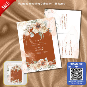Terracotta Bloem Pampas Gras RSVP TROUWEN Briefkaart