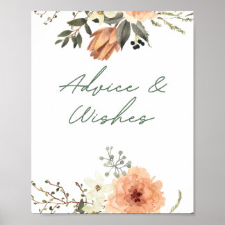 Terracotta Bloemen Advies en wensen Sign Poster