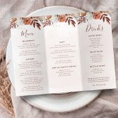 Terracotta Bloemen Boho Fall Bruiloft Trifold Menu