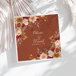 Terracotta Bloemen Bruiloft Servetten Aangepaste N