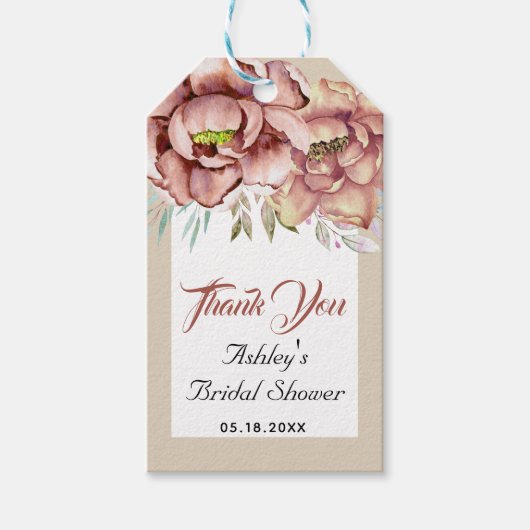 Terracotta bloemen Dank je bruidsfeest Cadeaulabel (Voorkant)