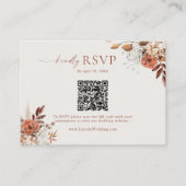 Terracotta Bloemen QR Code RSVP Bruiloft Informatiekaartje (Voorkant)