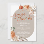 Terracotta Bloemen Thanksgiving Diner Uitnodiging (Voorkant)