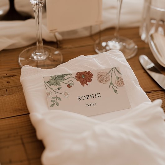 Terracotta Bloemen Trouwplaats Kaart