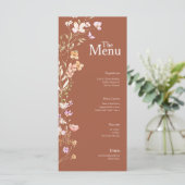 Terracotta Bloemen Wedding Event Menu Tafel Decor (Staand voorkant)