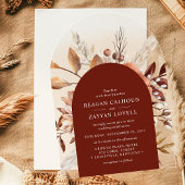 Terracotta Bloemenboog Pampas Grass Bruiloft Acryl Uitnodigingen