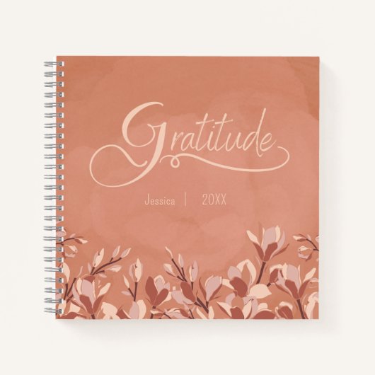 Terracotta bloemendankbaarheidsdagboek notitieboek (Voorkant)