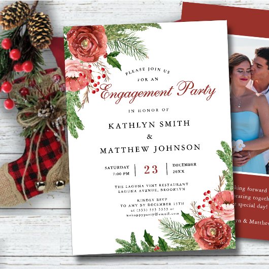 Terracotta Bloemendennenbos Verlovingsfeest Kaart