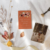 Terracotta Bloemenfoto Bewaar de datum Save The Date