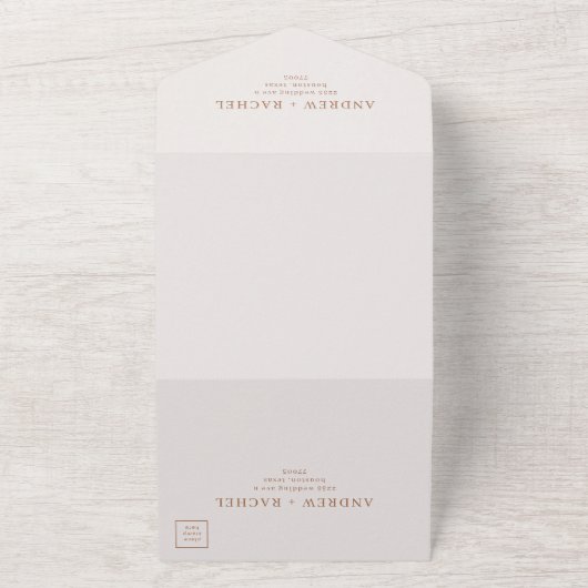 Terracotta blokkeert Spring Weddenfoto in één All In One Uitnodiging (Buitenkant)