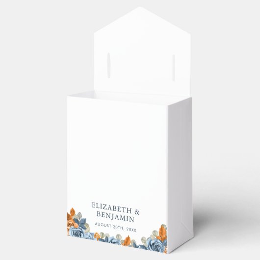 Terracotta Blue Rust Eucalyptus Monogram Bedankt Bedankdoosjes (Geopend)