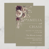 Terracotta Blush Dusty Floral Wedding Kaart (Voorkant / Achterkant)