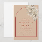 Terracotta & Blush Modern Arch Palm Leaf Wedding Kaart (Voorkant / Achterkant)