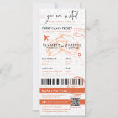 Terracotta Boarding Pass Bestemming Bruiloft Kaart (Voorkant)