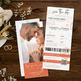 Terracotta Boarding Pass Bestemming Bruiloft Kaart